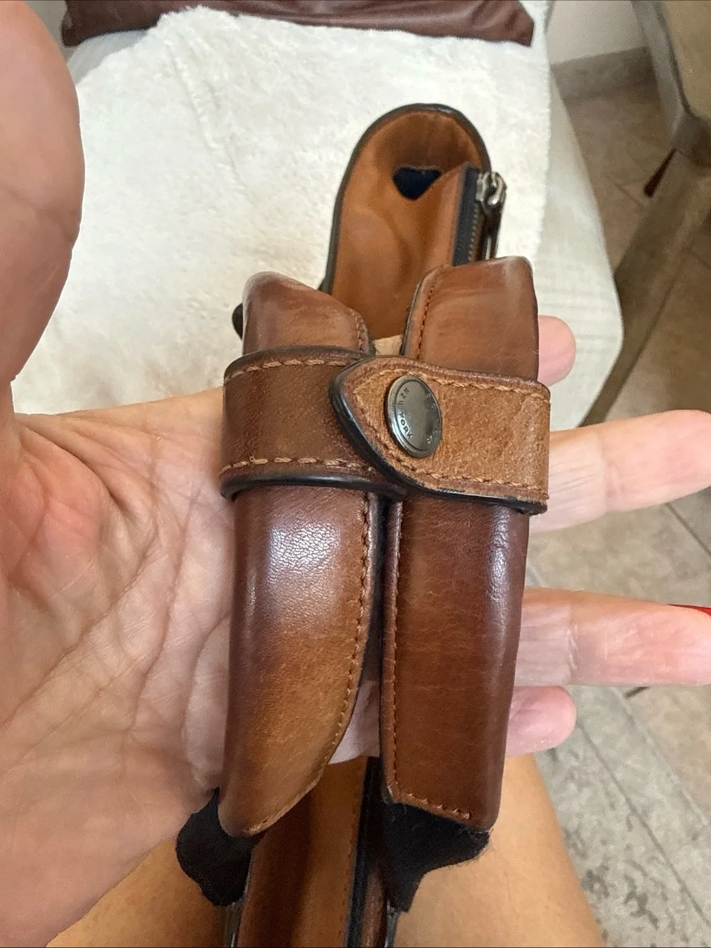Coach Leather Briefcase in Cognac Brown with Black Handles